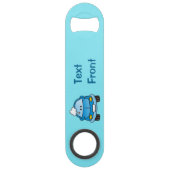 Blauwe auto met bubbels bar sleutel speed flessenopener (Voorkant)