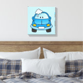 Blauwe auto met bubbels canvas afdruk (Insitu (Slaapkamer))