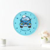 Blauwe auto met bubbels grote klok (Huis)