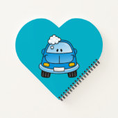 Blauwe auto met bubbels notitieboek (Achterkant)