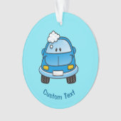 Blauwe auto met bubbels ornament (voorkant)