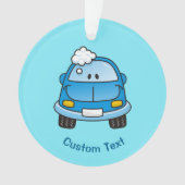 Blauwe auto met bubbels ornament (voorkant)