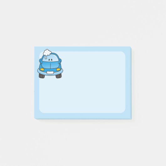 Blauwe auto met bubbels post-it® notes (Voorkant)