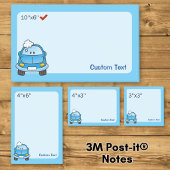Blauwe auto met bubbels post-it® notes