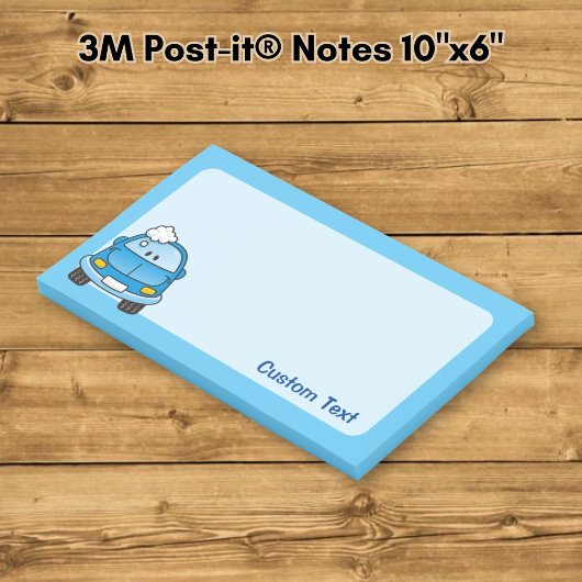 Blauwe auto met bubbels post-it® notes