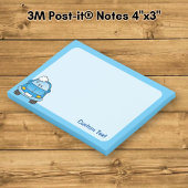 Blauwe auto met bubbels post-it® notes
