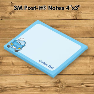 Blauwe auto met bubbels post-it® notes
