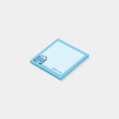 Blauwe auto met bubbels post-it® notes (Schuin)