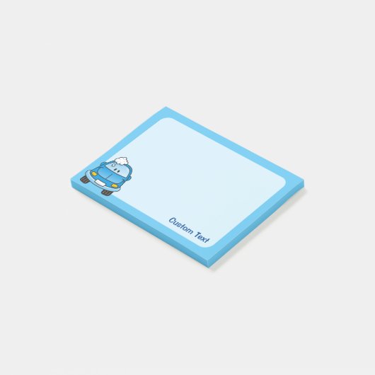 Blauwe auto met bubbels post-it® notes (Schuin)