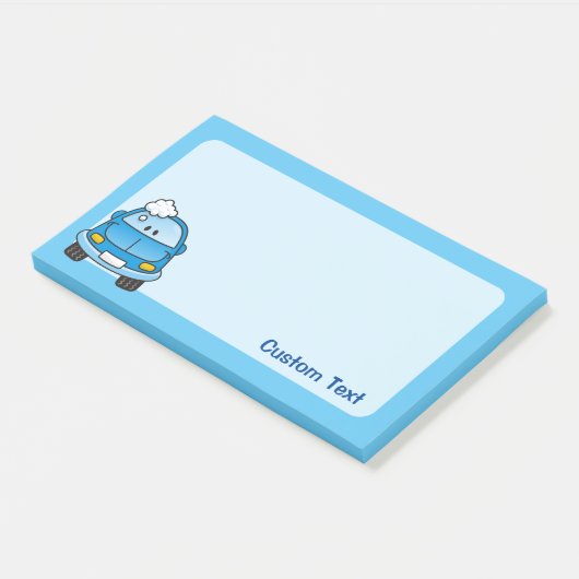 Blauwe auto met bubbels post-it® notes (Schuin)