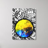 Blauwe auto met gele bloemen canvas afdruk (Voorkant)