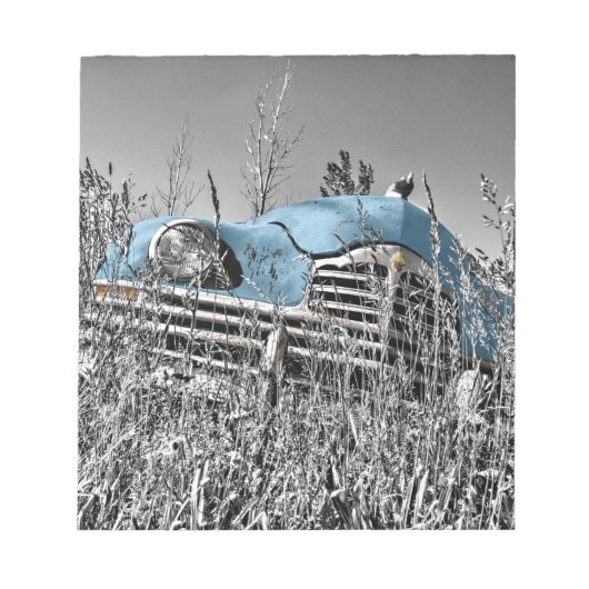 blauwe auto notitieblok (Voorkant)