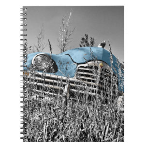 blauwe auto notitieboek