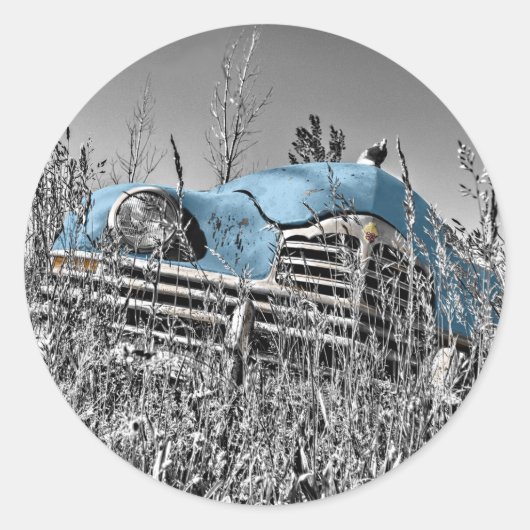 blauwe auto ronde sticker (Voorkant)