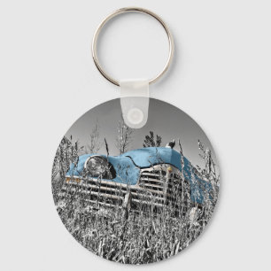 blauwe auto sleutelhanger