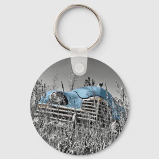 blauwe auto sleutelhanger