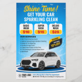 Blauwe Auto Wassen Auto Detailing Auto Reiniging W Flyer (Voorkant)