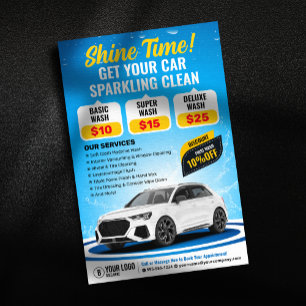 Blauwe Auto Wassen Auto Detailing Auto Reiniging W Flyer