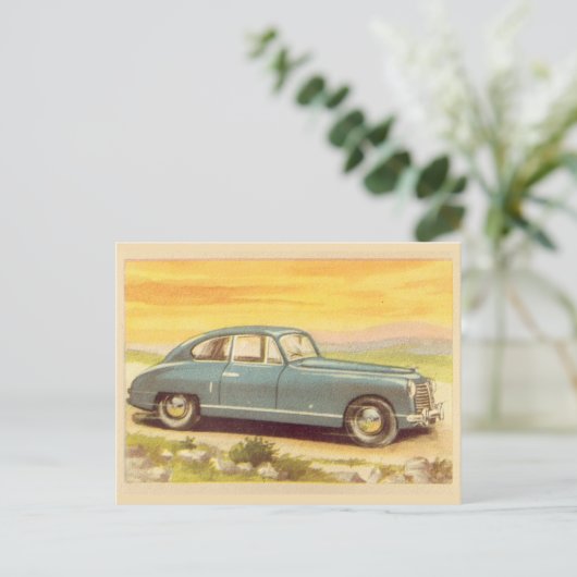  blauwe autoafdrukken briefkaart (Staand voorkant)