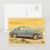  blauwe autoafdrukken briefkaart (Voorkant / Achterkant)