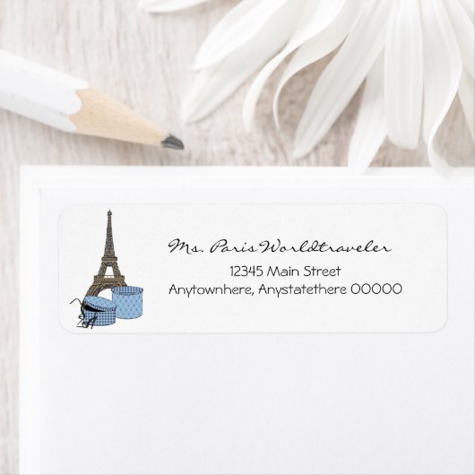 Blauwe avond in Paris Eiffeltoren Adresetiketten Etiket (Insitu)
