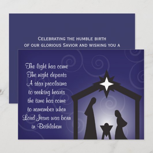 Blauwe avond moderne kerstkaarten kaart (Voorkant / Achterkant)