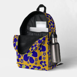 Blauwe Avond Primrose Print Cut Naagrugzak Bedrukte Rugzak