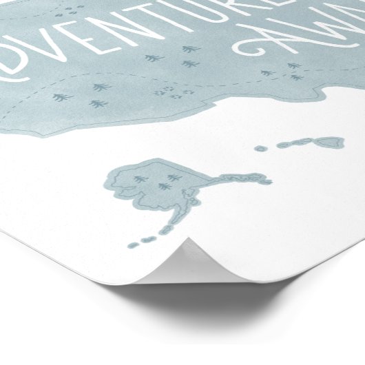 Blauwe Avontuur Wacht op Ons Kaart Kinderkamer Dec Poster (Hoek)