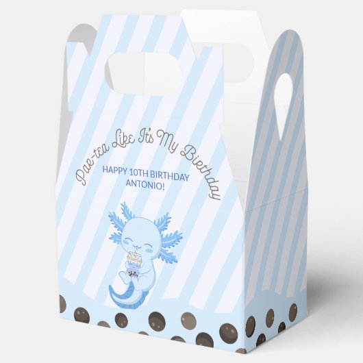 Blauwe Axolotl Bubble Boba Thee Par-tea Jongens Ve Bedankdoosjes (Geopend)