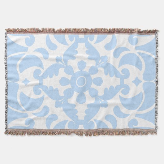 Blauwe Azulejos Portugees Spaans Mediterraan Deken (Voorkant)