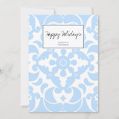 Blauwe Azulejos Portugees Spaans Mediterraan Feestdagenkaart (Voorkant)