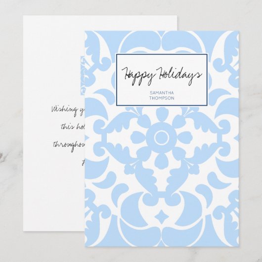 Blauwe Azulejos Portugees Spaans Mediterraan Feestdagenkaart (Voorkant / Achterkant)