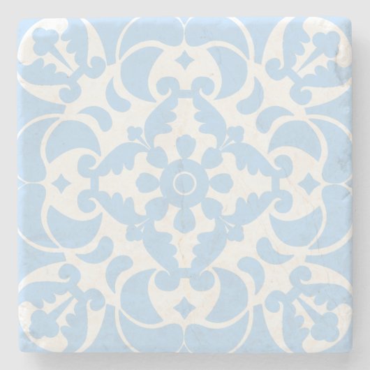 Blauwe Azulejos Portugees Spaans Mediterraan Stenen Onderzetter (Voorkant)