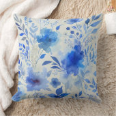 Blauwe Azure Botanische Elegantie Kussen (Deken)