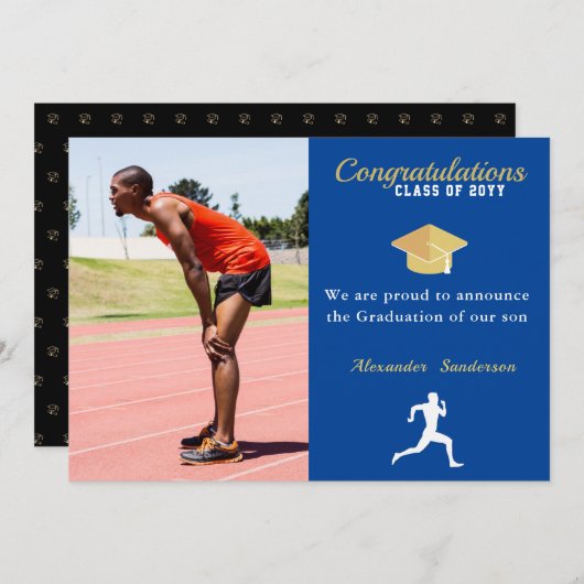 Blauwe baanklasse van het Spoor van 2022 afstudere Aankondiging (Voorkant / Achterkant)