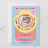 Blauwe Baby 1e verjaardag Kaart (Voorkant)