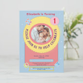 Blauwe Baby 1e verjaardag Kaart (Staand voorkant)