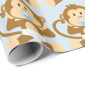 Blauwe Baby aap in luidere Gift Wrap Cadeaupapier (Rol Hoek)