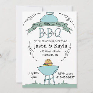 blauwe Baby BBQ uitnodiging