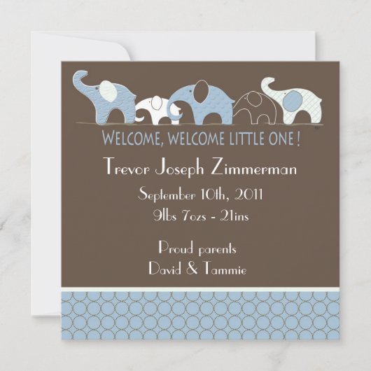 Blauwe Baby bekendmaking Aankondiging (Voorkant)