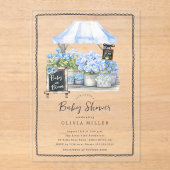 Blauwe Baby Bloom Shower Uitnodiging (Voorkant)
