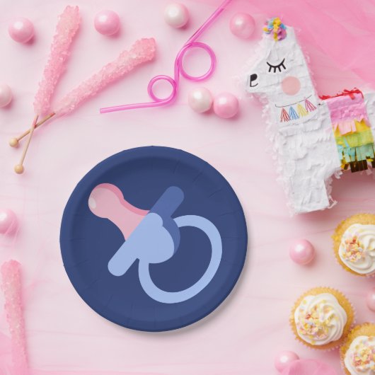 BLAUWE BABY BOY BINKY PAPIEREN BORDJE (Feest)