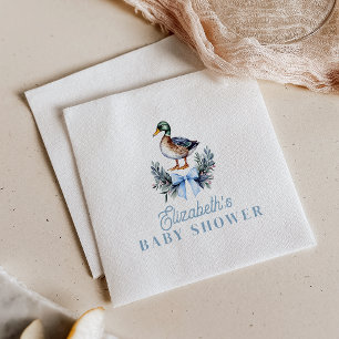 Blauwe Baby Boy Mallard Eend Baby Shower Servet