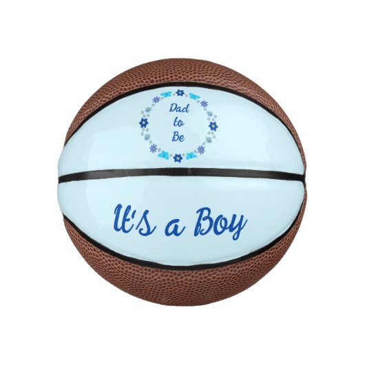 Blauwe Baby Boy Vlinders en Bloem Geslacht onthull Basketbal (Voorkant)