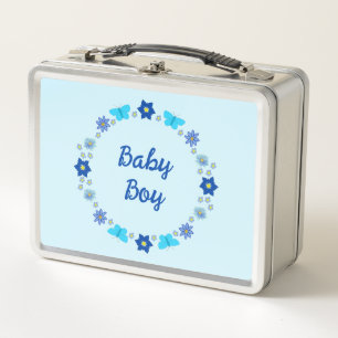 Blauwe Baby Boy Vlinders en Bloemen Custom