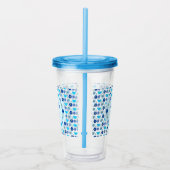 Blauwe Baby Boy Vlinders en Bloemen Custom Acryl Drinkbeker (Rechts)