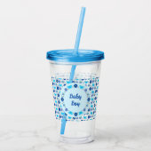 Blauwe Baby Boy Vlinders en Bloemen Custom Acryl Drinkbeker (Achterkant)