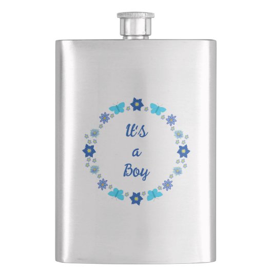 Blauwe Baby Boy Vlinders en Bloemen Custom Flacon (Voorkant)