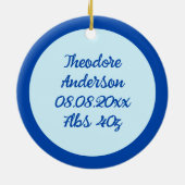 Blauwe Baby Boy Vlinders en Bloemen Custom Keramisch Ornament (Achterkant)