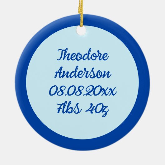 Blauwe Baby Boy Vlinders en Bloemen Custom Keramisch Ornament (Achterkant)